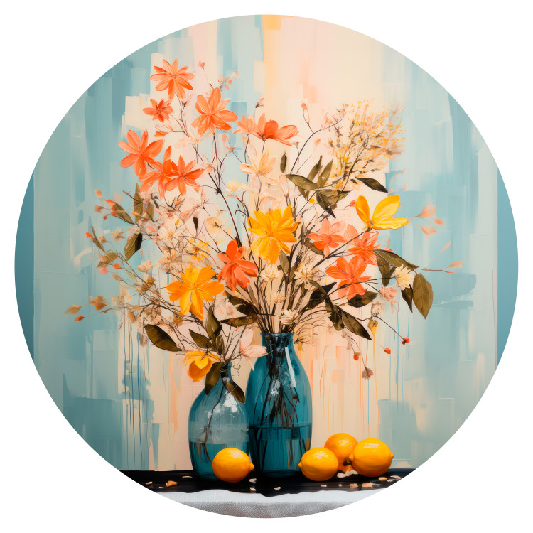 Round wallpaper Not Necessarily a Still Life - A Bouquet of Flowers on an Abstract Background 151611 additionalImage 1