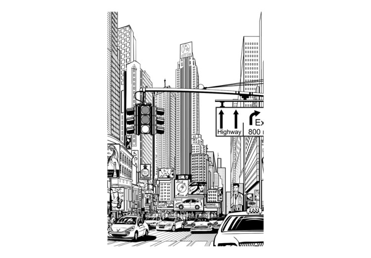 Wall Mural New York USA - black outline of city architecture on white background 96821 additionalImage 1
