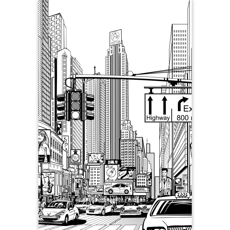 Wall Mural New York USA - black outline of city architecture on white background 96821 additionalImage 3