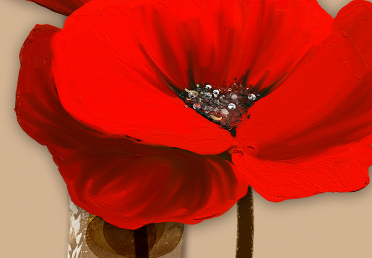 Canvas White and red poppies - triptych with flowers on a brown background 128831 additionalImage 5
