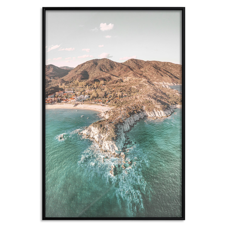 Poster Turquoise Cliff - Sunny Shore Landscape With Mountains, Beach and Sea 145231 additionalImage 17