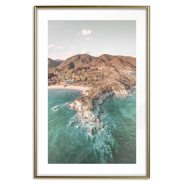 Poster Turquoise Cliff - Sunny Shore Landscape With Mountains, Beach and Sea 145231 additionalImage 18