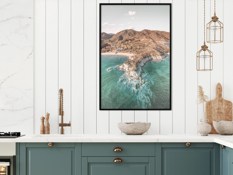 Poster Turquoise Cliff - Sunny Shore Landscape With Mountains, Beach and Sea 145231 additionalImage 12
