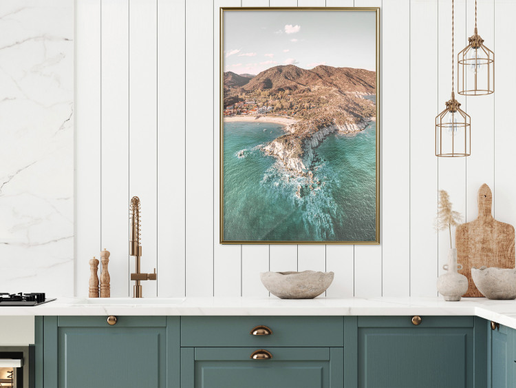 Poster Turquoise Cliff - Sunny Shore Landscape With Mountains, Beach and Sea 145231 additionalImage 10