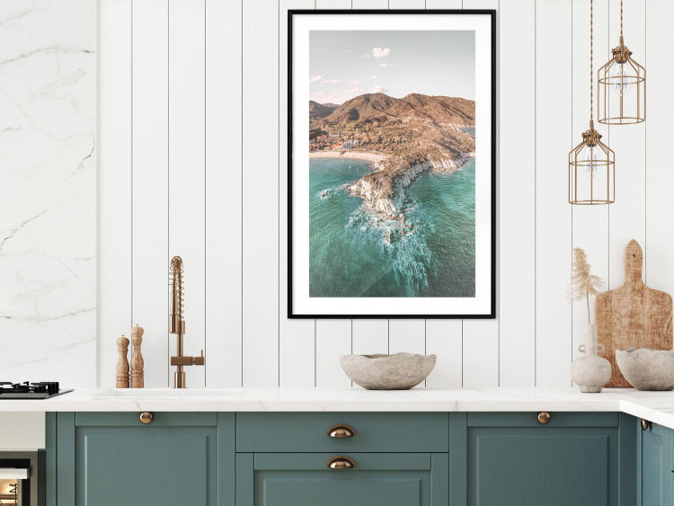 Poster Turquoise Cliff - Sunny Shore Landscape With Mountains, Beach and Sea 145231 additionalImage 11