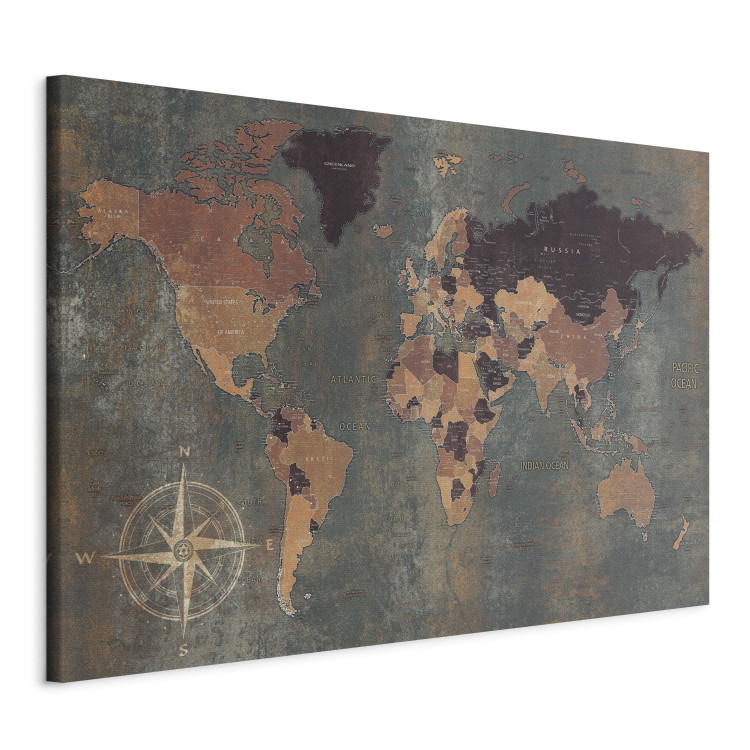 Canvas Journey Through Time (1-part) - World Map on Darker Background 96031 additionalImage 2