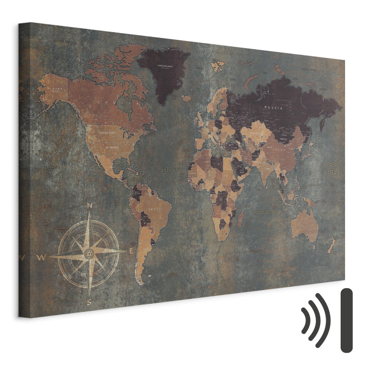 Canvas Journey Through Time (1-part) - World Map on Darker Background 96031 additionalImage 8