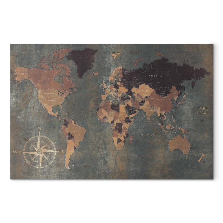 Canvas Journey Through Time (1-part) - World Map on Darker Background 96031 additionalImage 7