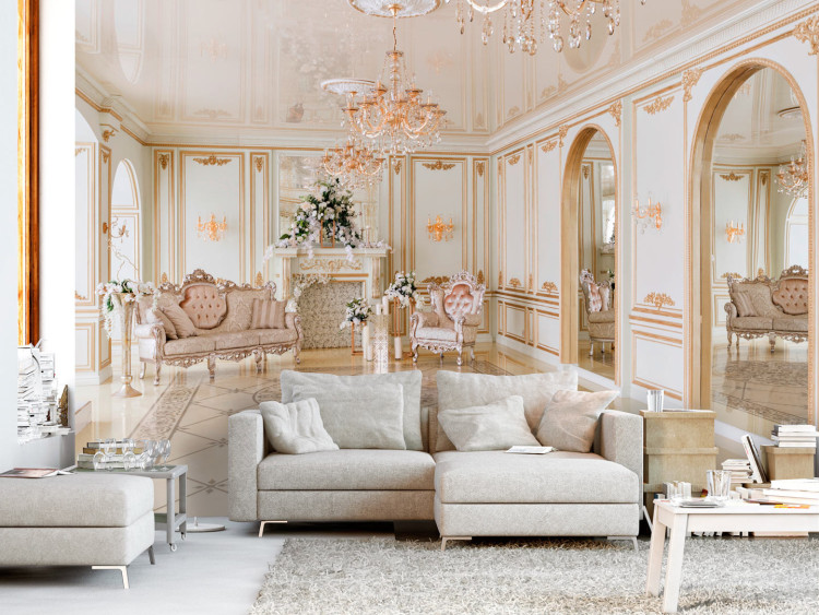 Wall Mural Luxurious interior - baroque white living room in glamour style with ornaments 97531