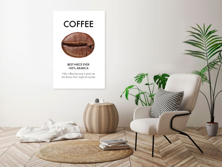 Canvas Coffee power - motif with grain and quote on a white background 123341 additionalImage 3