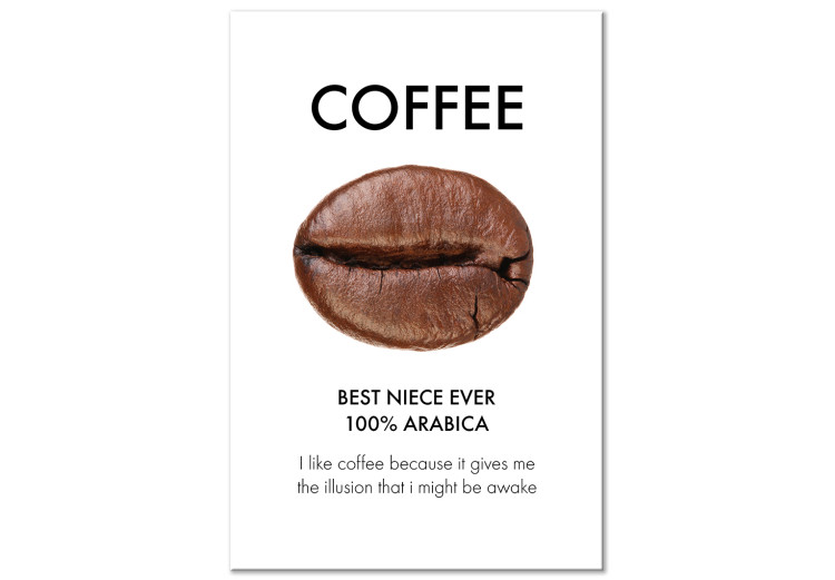 Canvas Coffee power - motif with grain and quote on a white background 123341