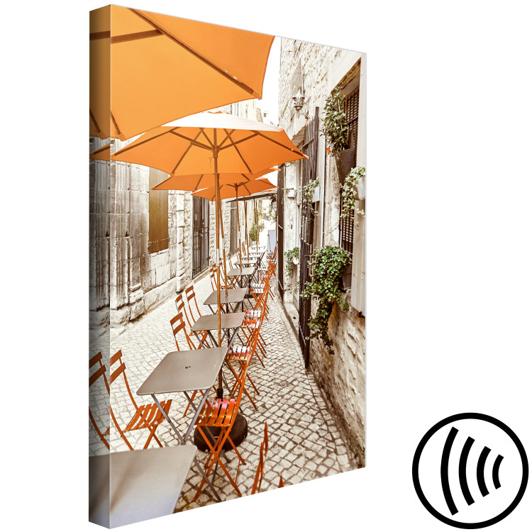 Canvas Italian Cafe - a photo of a narrow streets with tables and umbrellas 135841 additionalImage 6