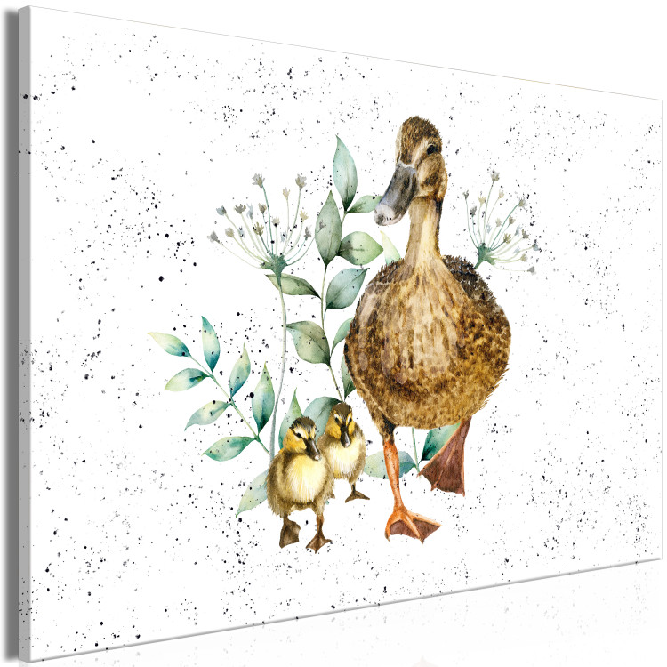 Canvas Family of Ducks - Cute Painted Animals and Plants Background in Splashes 145741 additionalImage 2