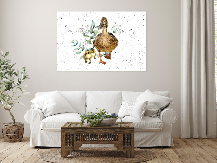 Canvas Family of Ducks - Cute Painted Animals and Plants Background in Splashes 145741 additionalImage 3