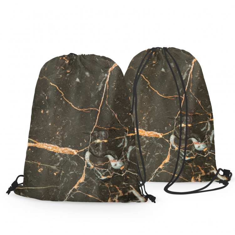 Backpack Liquid marble - a graphite pattern imitating stone with golden streaks 147341 additionalImage 3