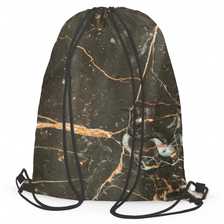 Backpack Liquid marble - a graphite pattern imitating stone with golden streaks 147341