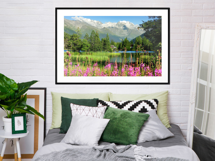 Poster Spring in the Alps - spring landscape of green trees against a lake 126251 additionalImage 18