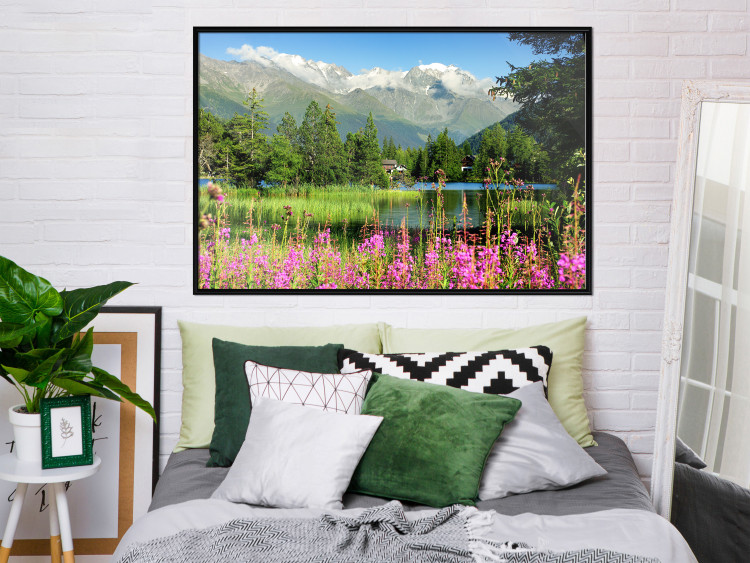 Poster Spring in the Alps - spring landscape of green trees against a lake 126251 additionalImage 4