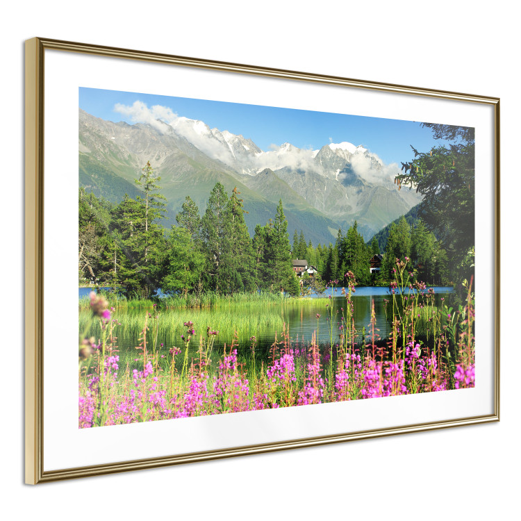 Poster Spring in the Alps - spring landscape of green trees against a lake 126251 additionalImage 7