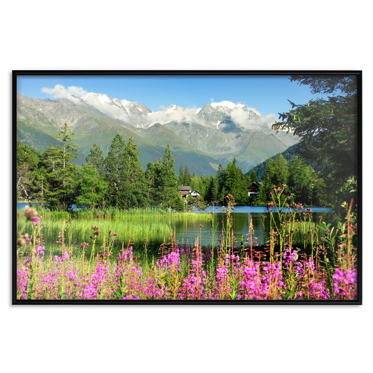 Poster Spring in the Alps - spring landscape of green trees against a lake 126251 additionalImage 16