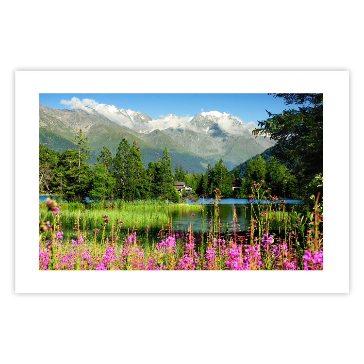 Poster Spring in the Alps - spring landscape of green trees against a lake 126251 additionalImage 19