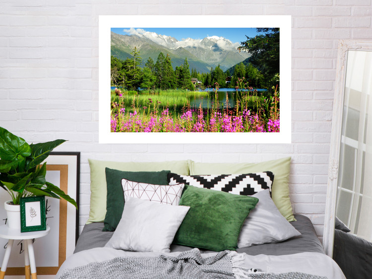 Poster Spring in the Alps - spring landscape of green trees against a lake 126251 additionalImage 3