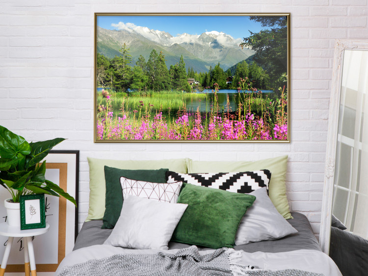 Poster Spring in the Alps - spring landscape of green trees against a lake 126251 additionalImage 5