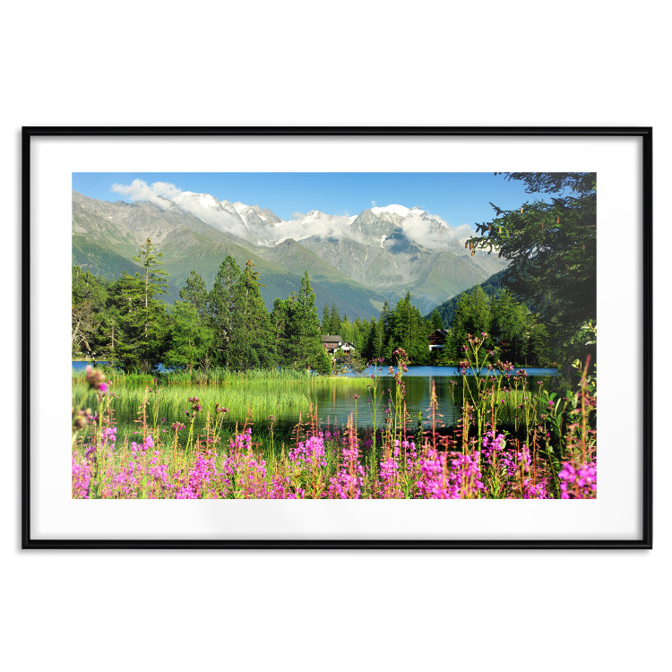 Poster Spring in the Alps - spring landscape of green trees against a lake 126251 additionalImage 15