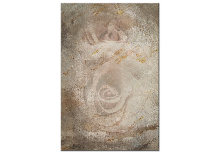 Canvas Frozen Rose - Retro composition with flowers on a beige background 135551