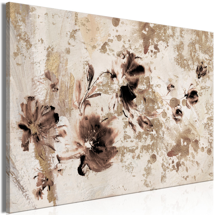 Canvas Floral fantasy - composition on a textural background in beige 137251 additionalImage 2