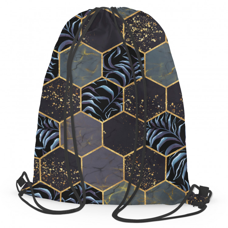 Backpack Floral geometry - hexagons and branches in dark colours 147351