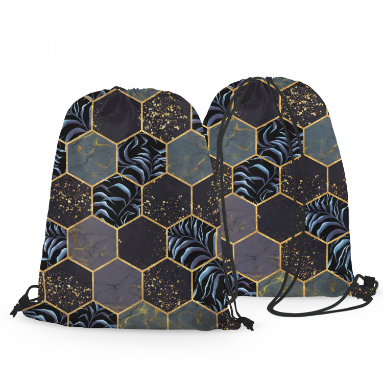 Backpack Floral geometry - hexagons and branches in dark colours 147351 additionalImage 3
