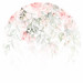 Round wallpaper Rose Waterfall - Pink Flowers and Green Leaves on a White Background 149151 additionalThumb 1