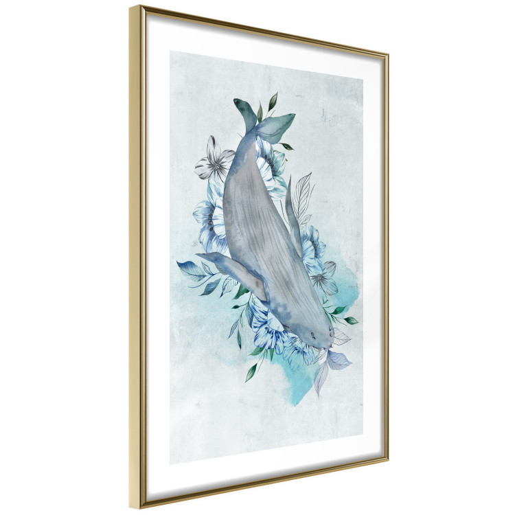 Poster Mrs. Whale - aquatic creature amidst plants on a white background 135361 additionalImage 18
