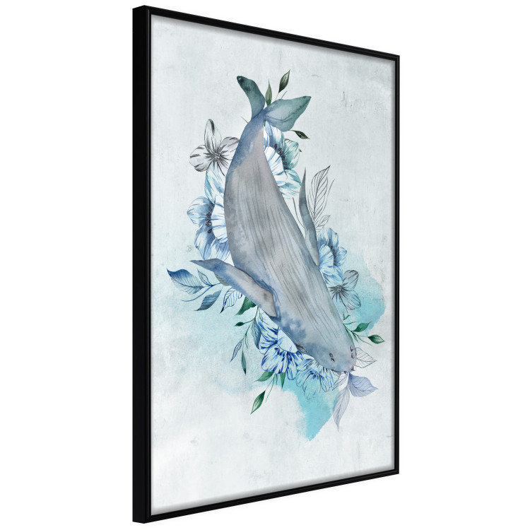 Poster Mrs. Whale - aquatic creature amidst plants on a white background 135361 additionalImage 3