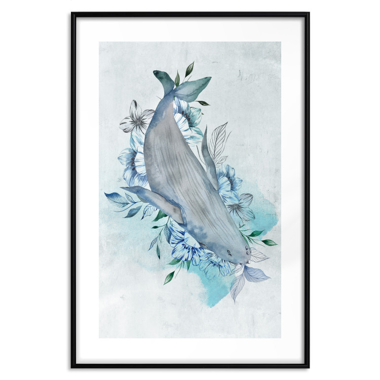 Poster Mrs. Whale - aquatic creature amidst plants on a white background 135361 additionalImage 8