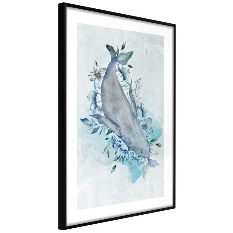 Poster Mrs. Whale - aquatic creature amidst plants on a white background 135361 additionalImage 19