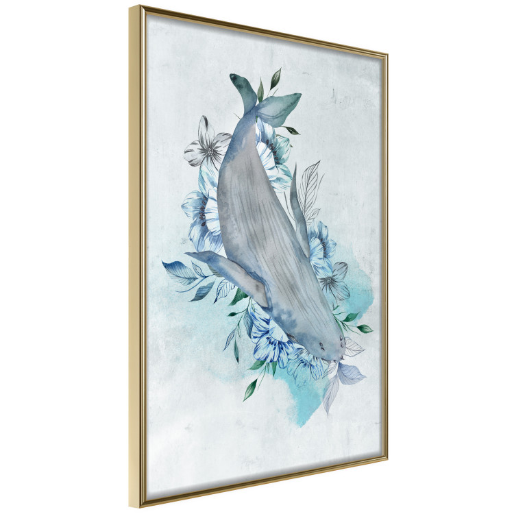 Poster Mrs. Whale - aquatic creature amidst plants on a white background 135361 additionalImage 2