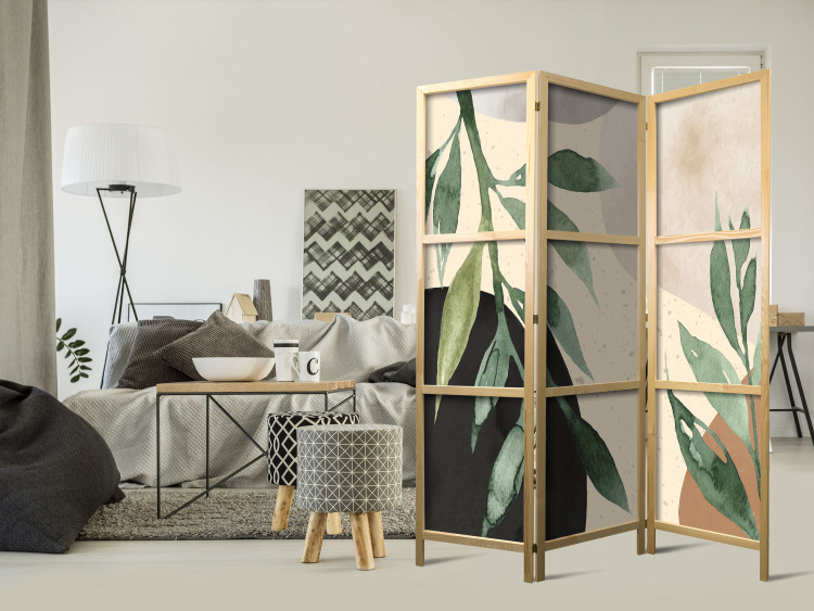Room Divider Harmony of Nature (3-piece) - Green plants in scandiboho style 136561 additionalImage 8