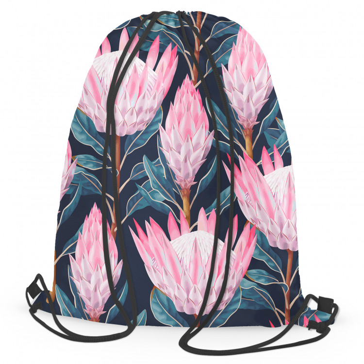 Backpack Fabulous buds - composition with pink flowers on a dark background 147361
