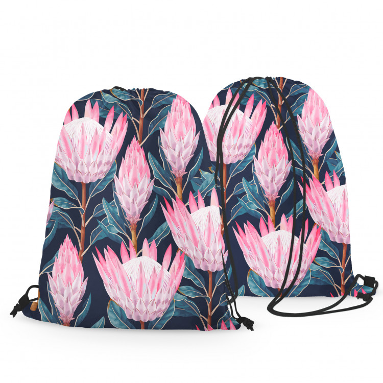 Backpack Fabulous buds - composition with pink flowers on a dark background 147361 additionalImage 3