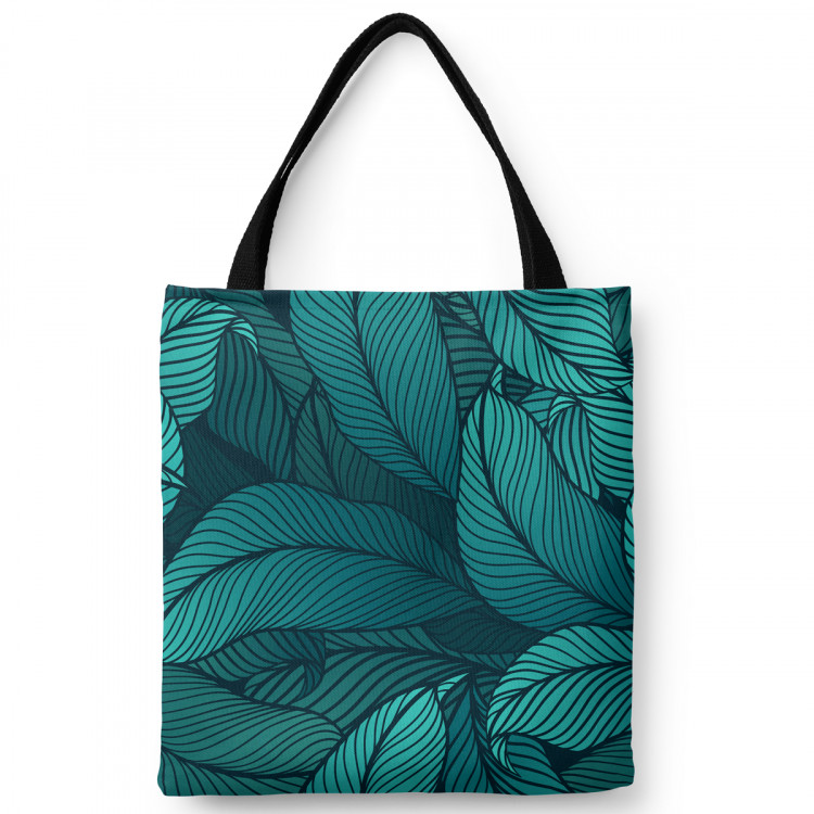 Shopping Bag Leafy thickets - a graphic floral pattern in shades of sea green 147561