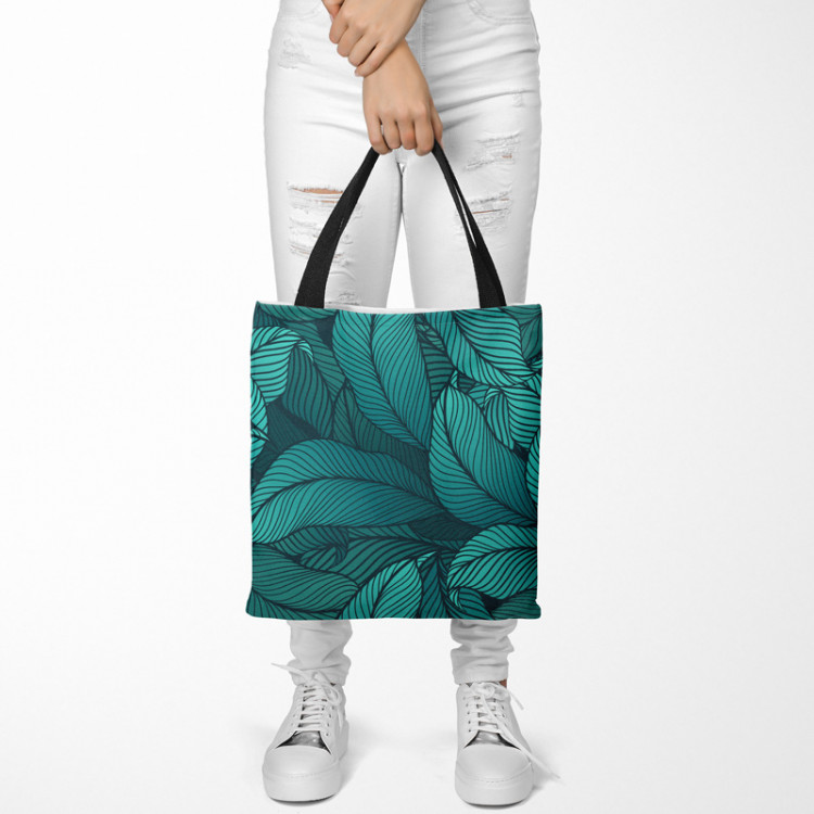 Shopping Bag Leafy thickets - a graphic floral pattern in shades of sea green 147561 additionalImage 2