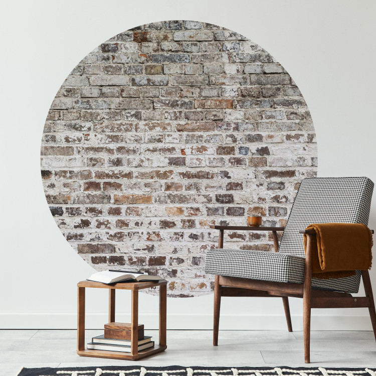 Round wallpaper Brick Wall - Old Wall in Shades of Gray and Brown 149161 additionalImage 2