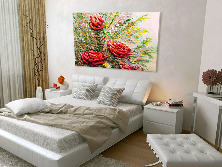 Canvas Autumn Roses (1-piece) - Red Flowers Amidst Colorful Leaves 93061 additionalImage 3