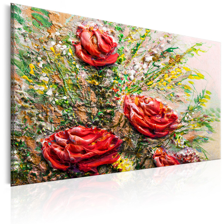 Canvas Autumn Roses (1-piece) - Red Flowers Amidst Colorful Leaves 93061 additionalImage 2
