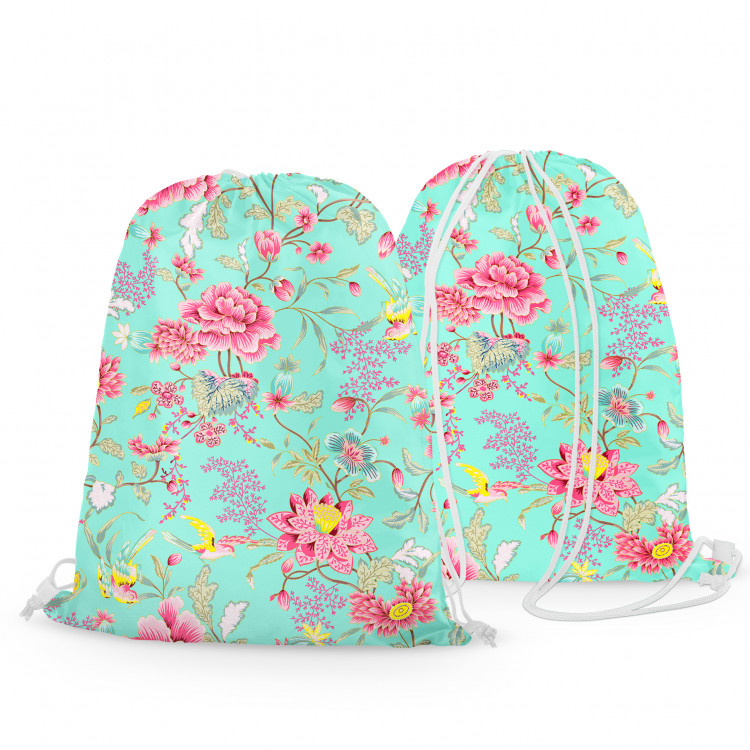 Backpack Pink floral arabesque - a colourful composition of flowers 147371 additionalImage 2