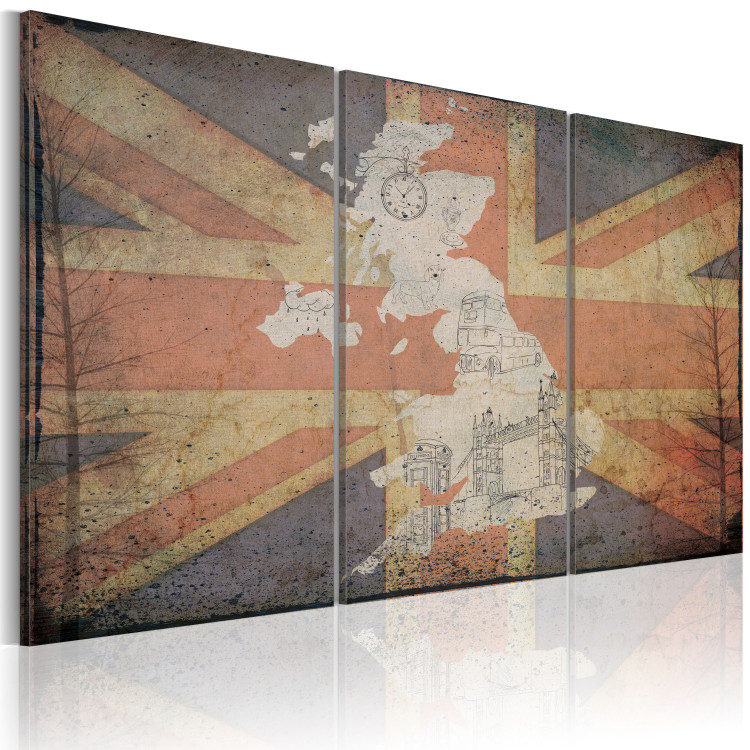 Canvas Map of Great Britain - triptych 55371 additionalImage 2