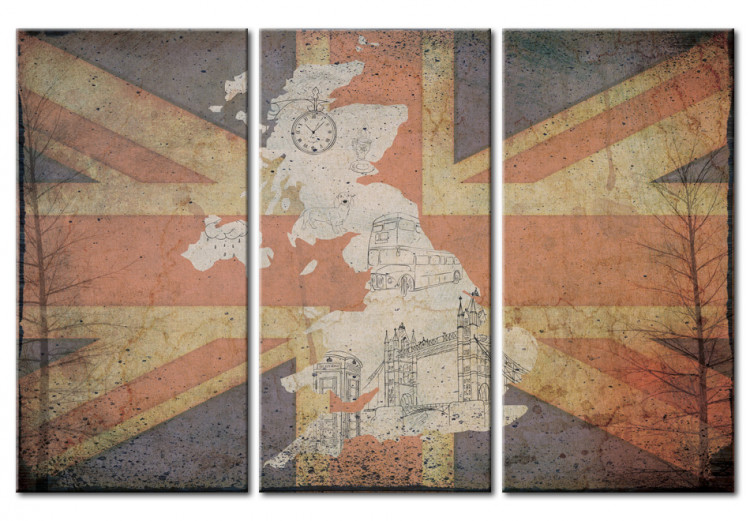 Canvas Map of Great Britain - triptych 55371