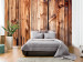 Wall Mural Chamber - brown composition with a texture of irregular planks of wood 91171